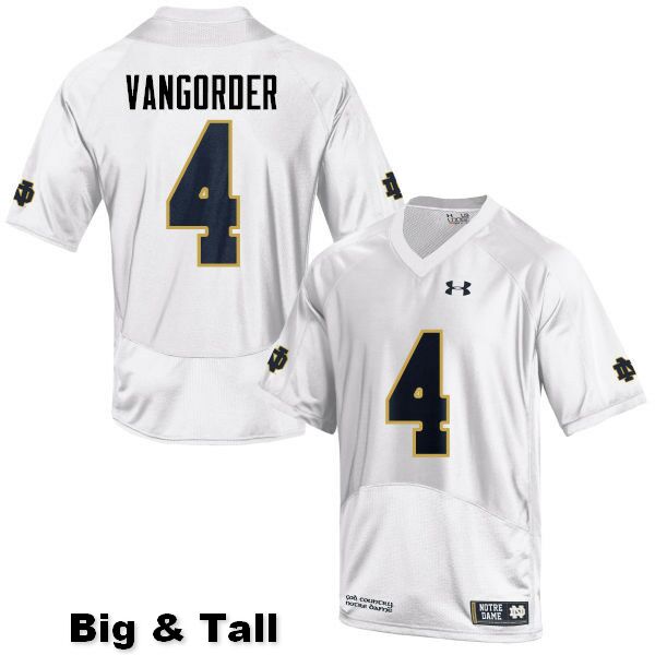 Men's NCAA Notre Dame Fighting Irish #4 Montgomery VanGorder Stitched College Under Armour Authentic White Big & Tall Football Jersey TF10T13NV